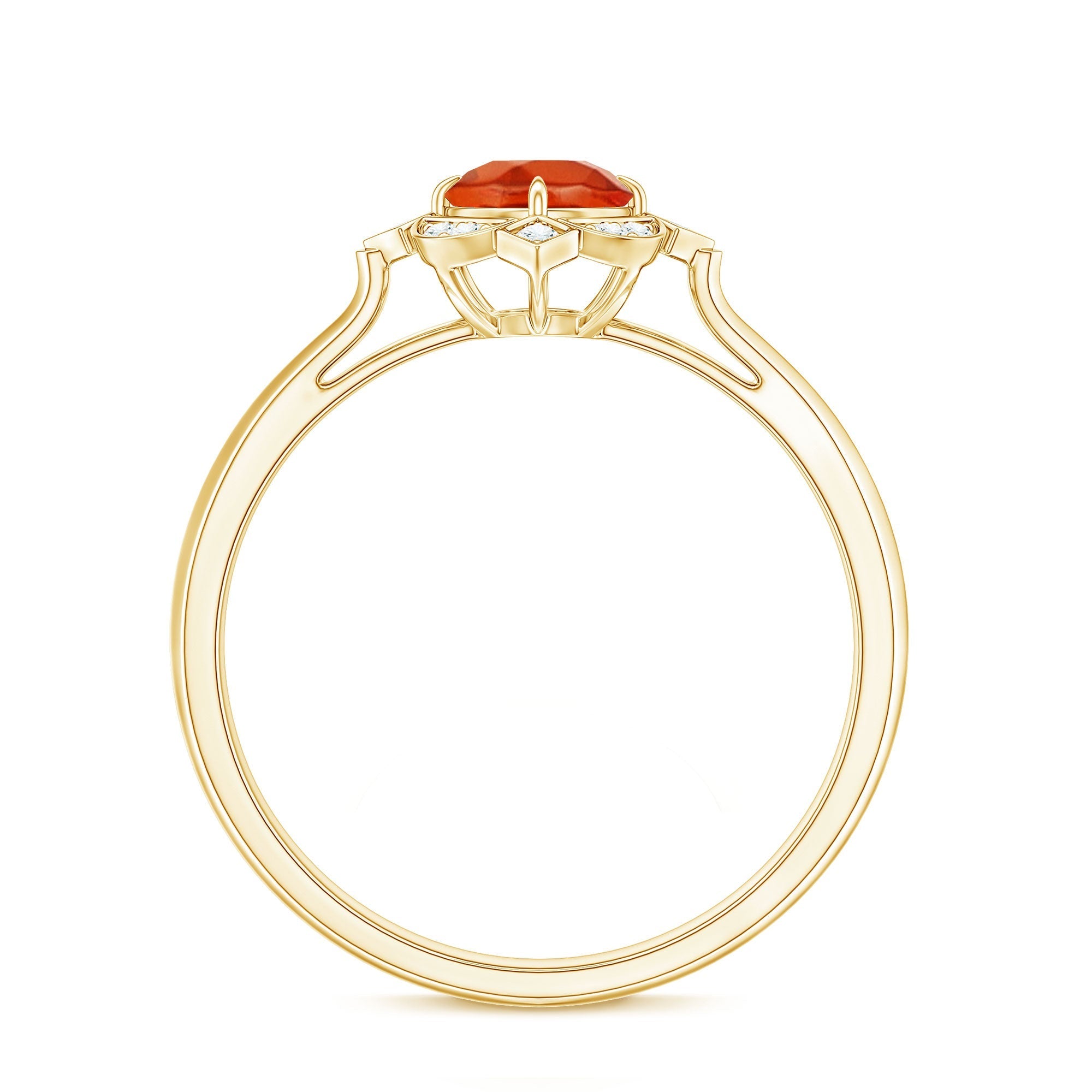 0.4 Carat Vintage Fire Opal and Diamond Engagement Ring