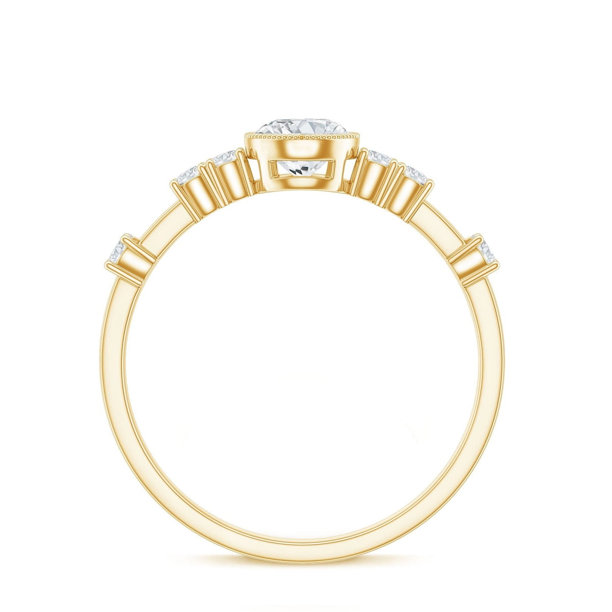 0.5 Carat Round Certified Moissanite Solitaire Engagement Ring in Bezel Setting