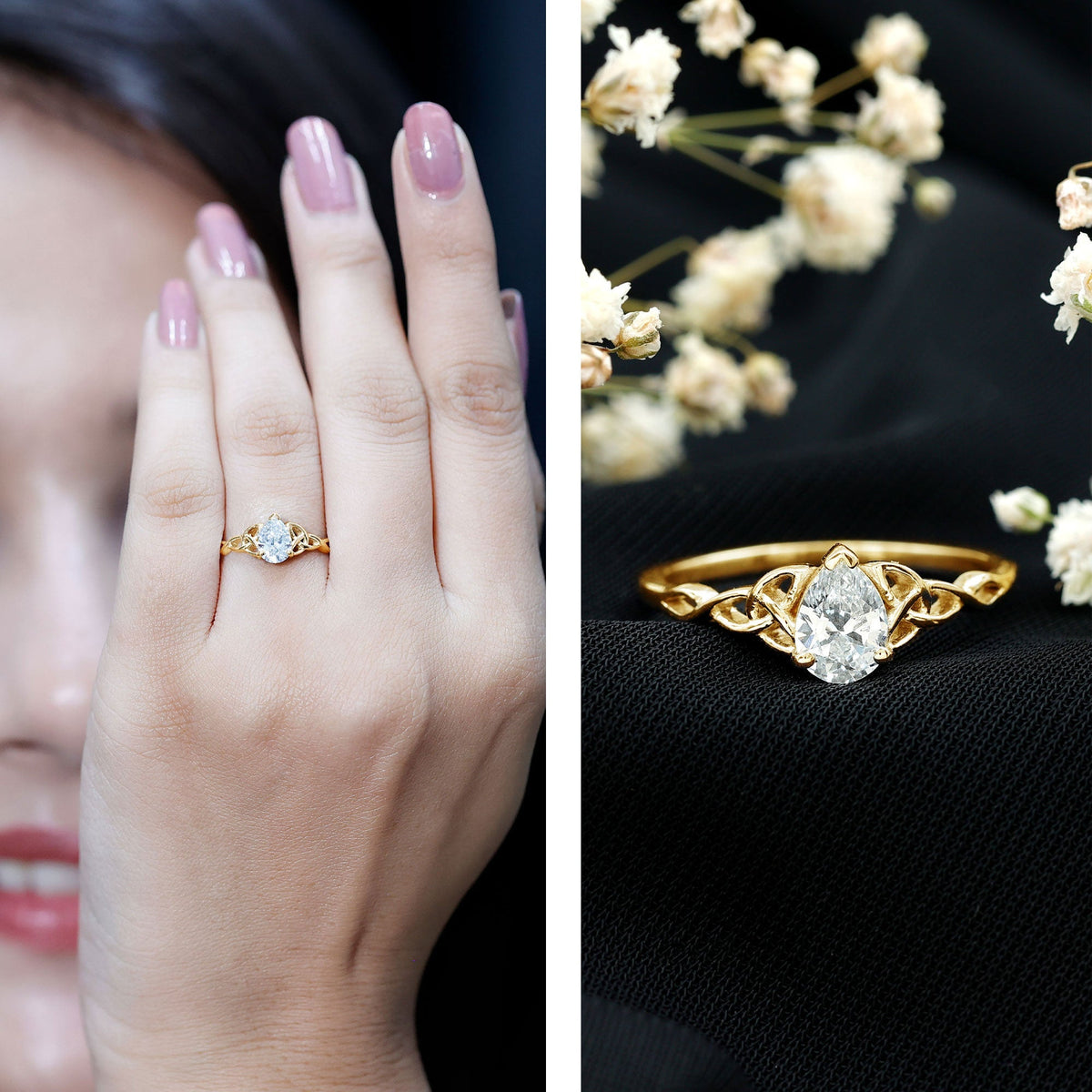 0.6 Carat Lab Grown Diamond Teardrop Solitaire Engagement Ring