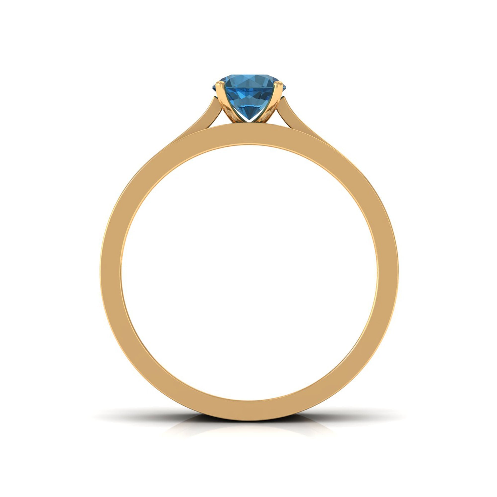 0.6 Carat London Blue Topaz Classic Engagement Ring with Diamond Wedding band