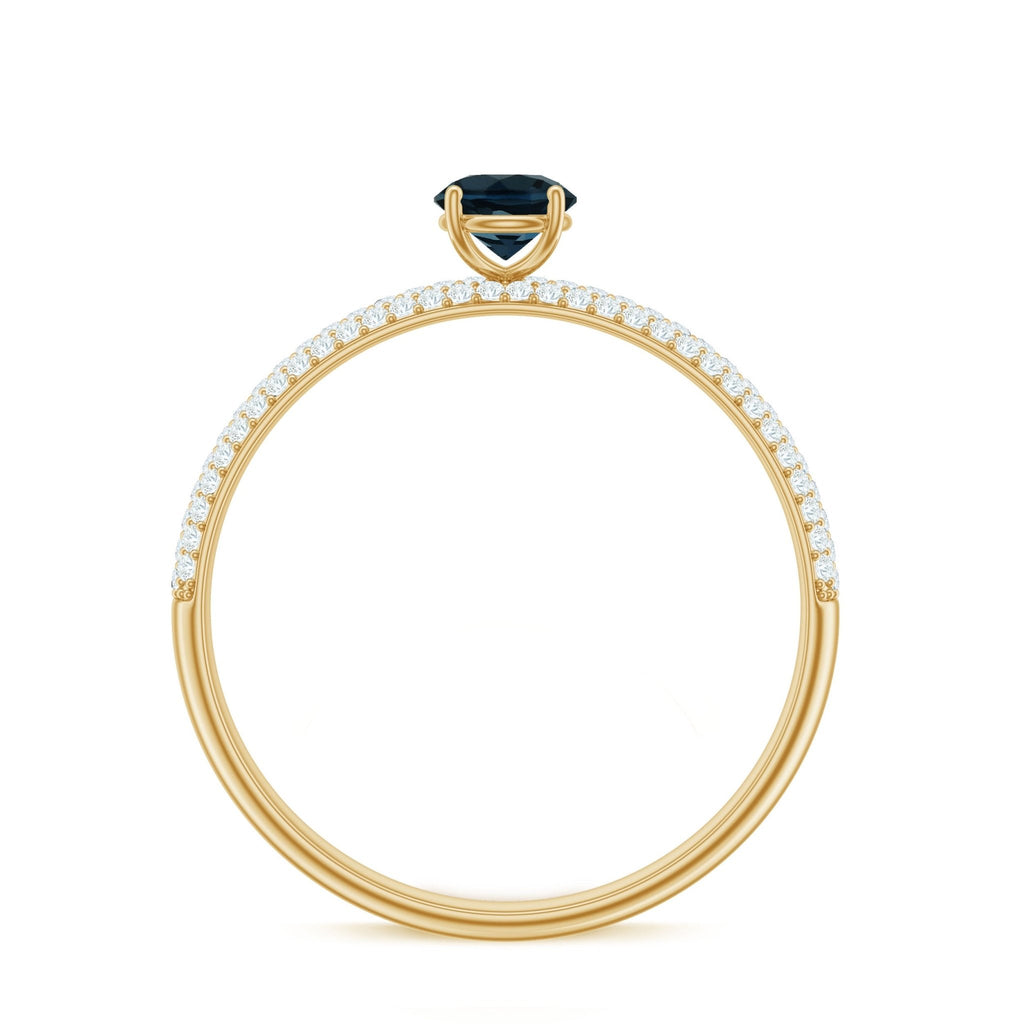 0.6 Carat London Blue Topaz Solitaire Promise Ring with Diamond