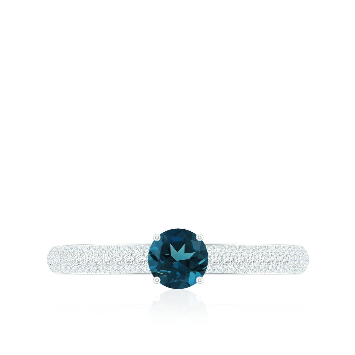 0.6 Carat London Blue Topaz Solitaire Promise Ring with Diamond