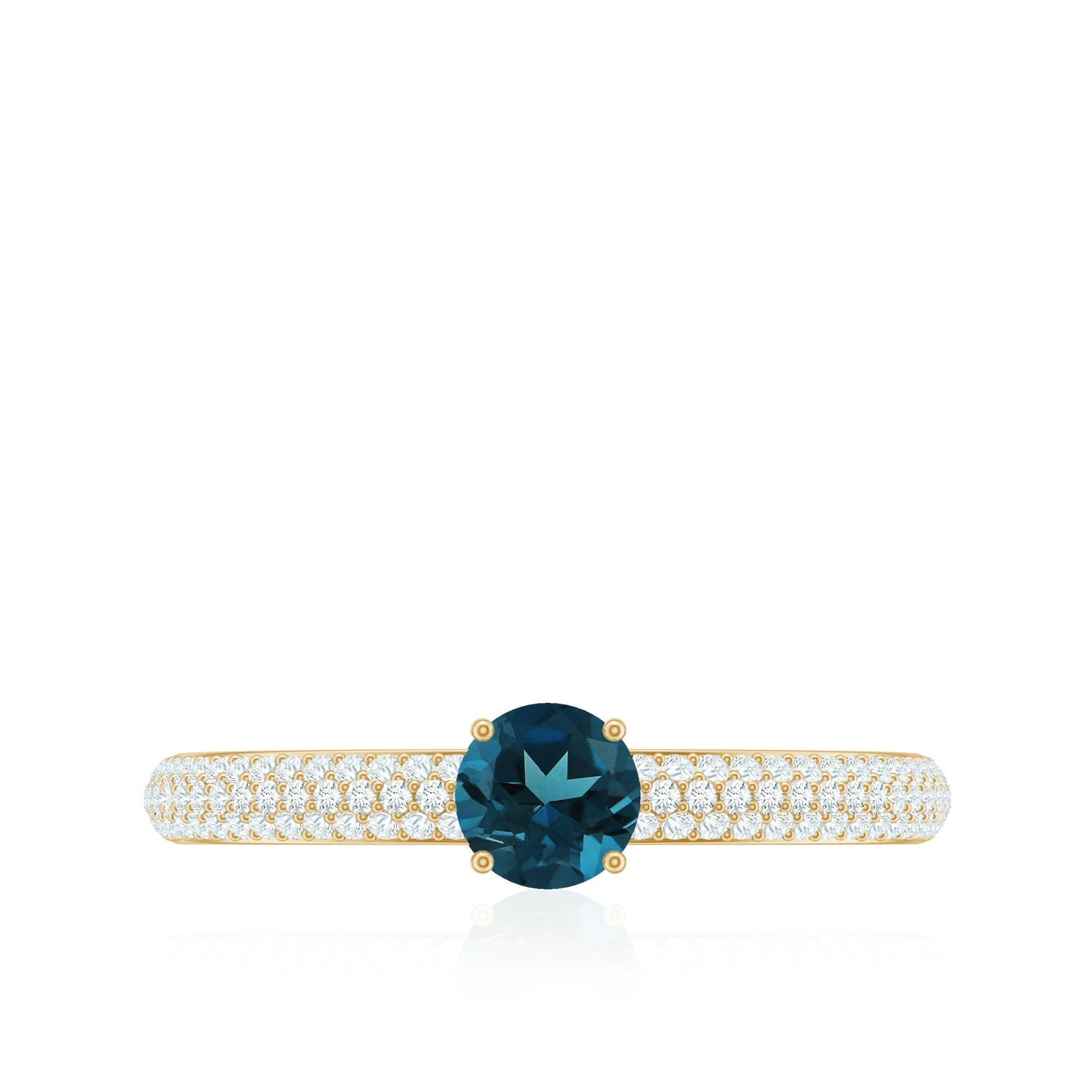 0.6 Carat London Blue Topaz Solitaire Promise Ring with Diamond
