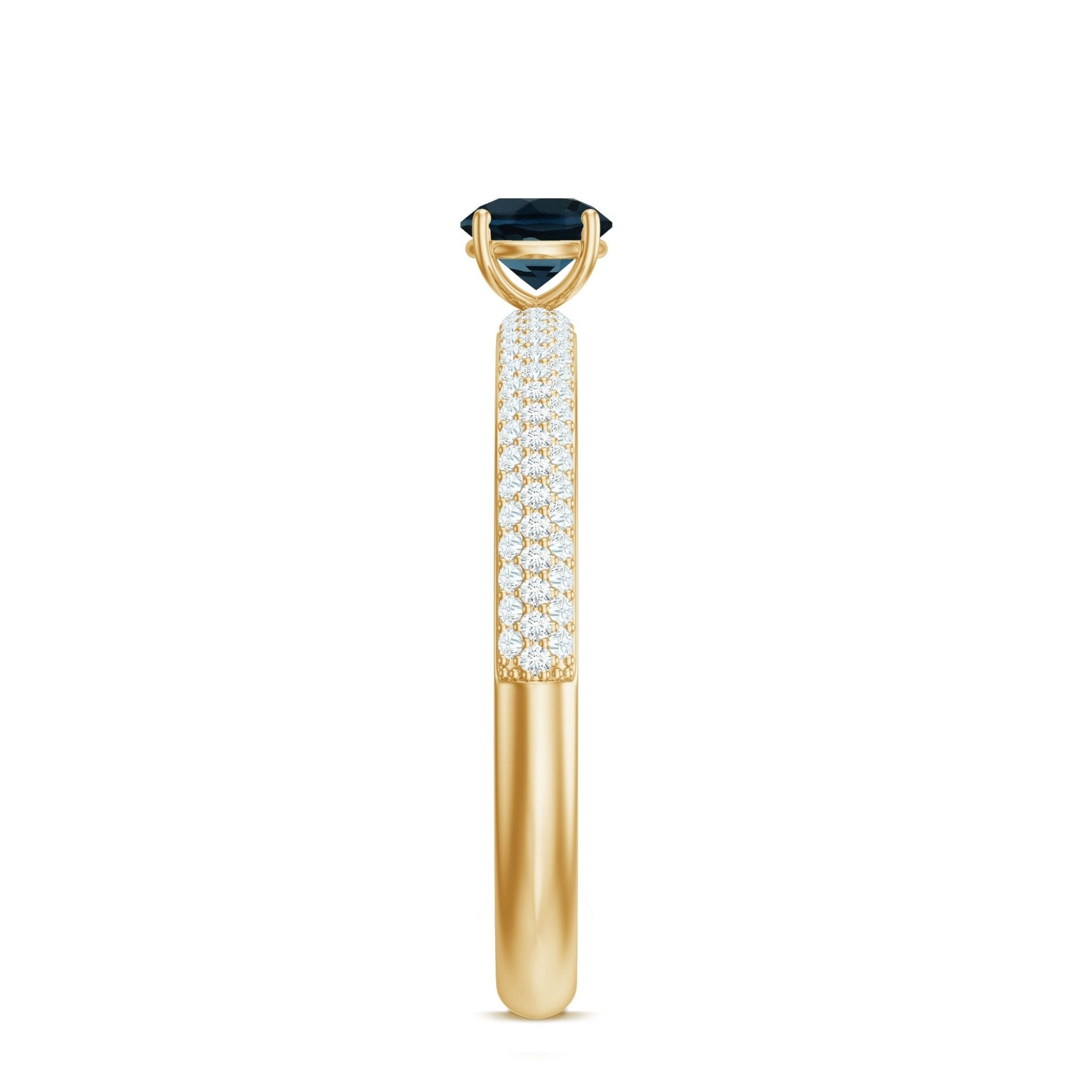 0.6 Carat London Blue Topaz Solitaire Promise Ring with Diamond