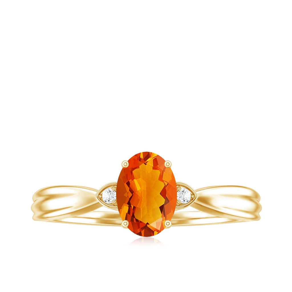 0.6 Carat Oval Shape Fire Opal Engagement Ring with Diamond
