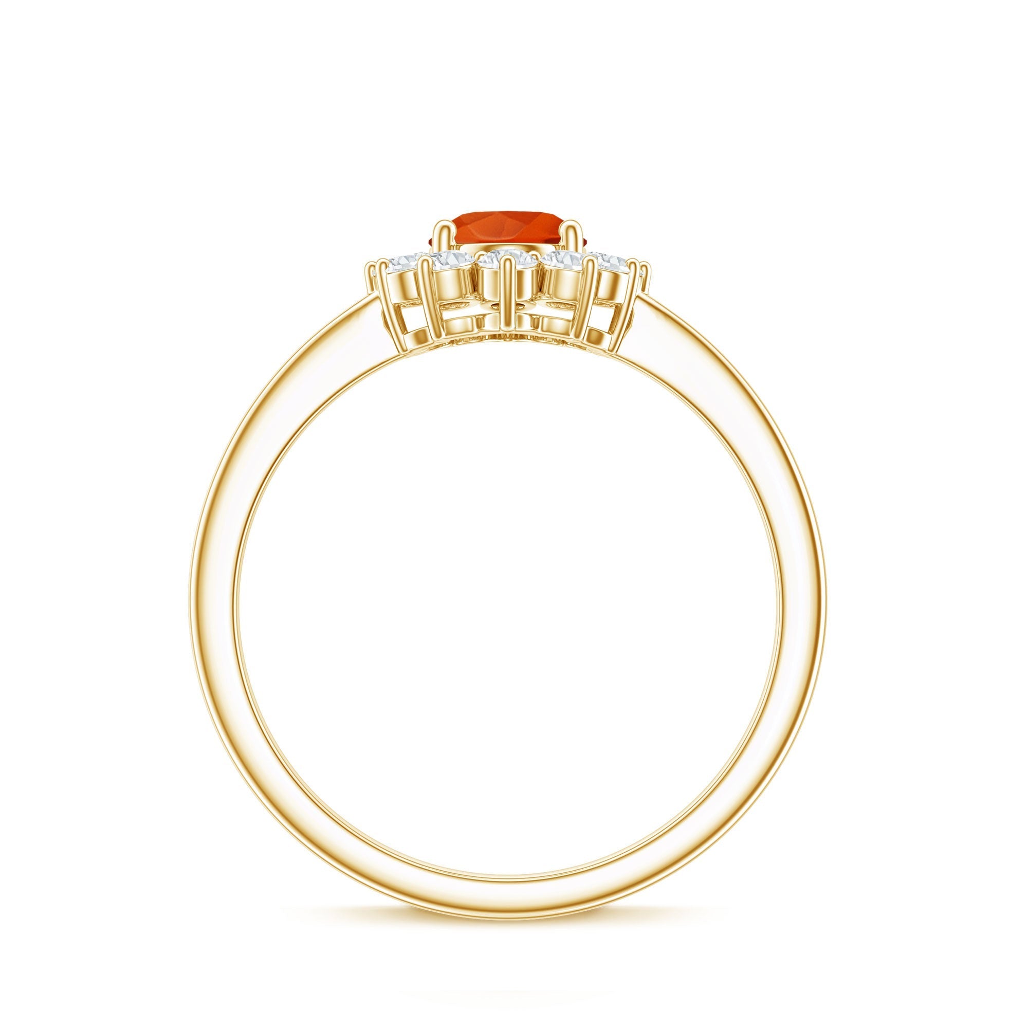 0.6 Carat Princess Diana Inspired Fire Opal and Diamond Engagement Ring