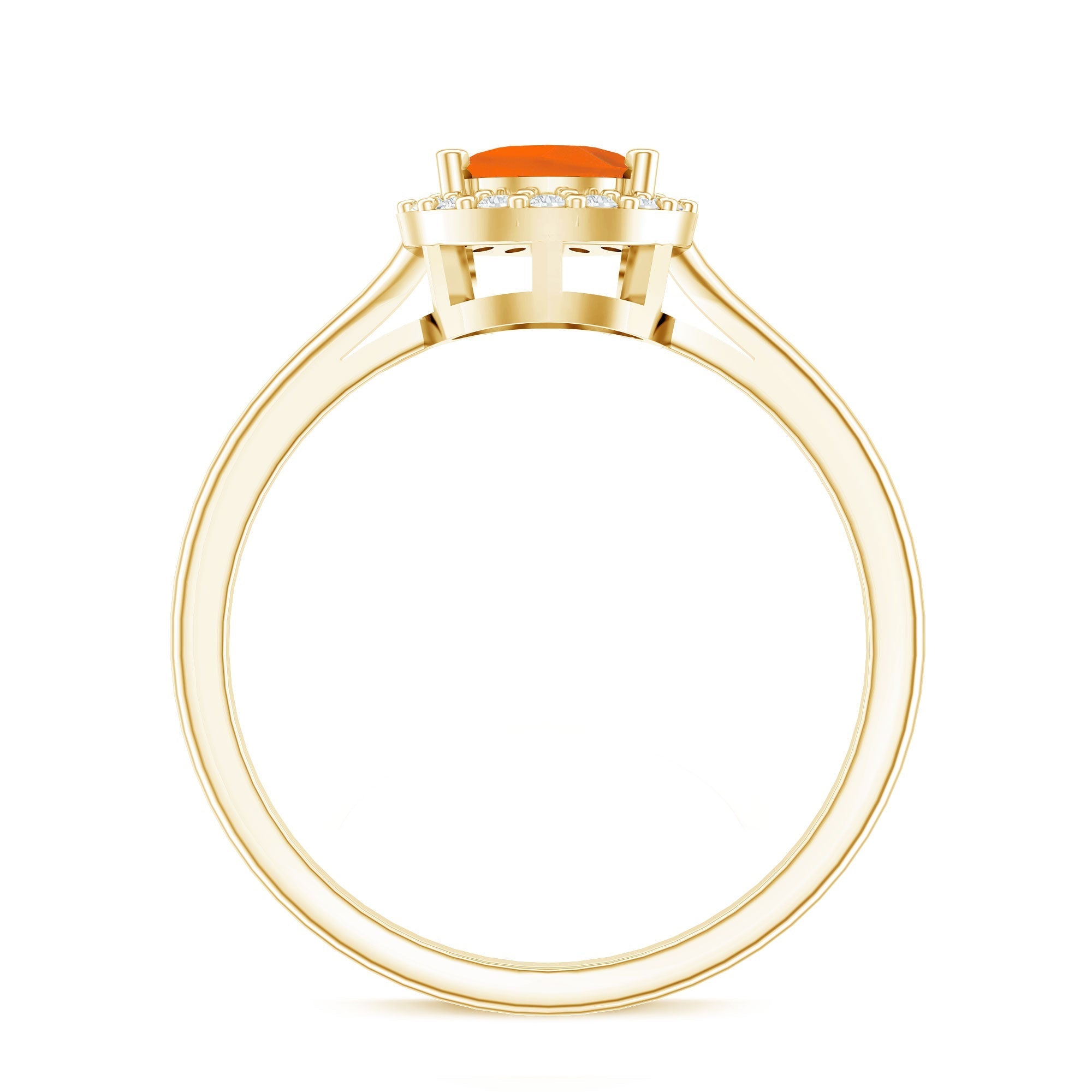 0.6 Carat Teardrop Fire Opal Ring with Diamond Halo