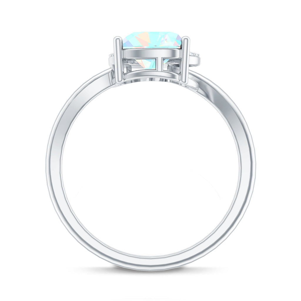 0.7 Carat Ethiopian Opal Heart Promise Ring with Diamond