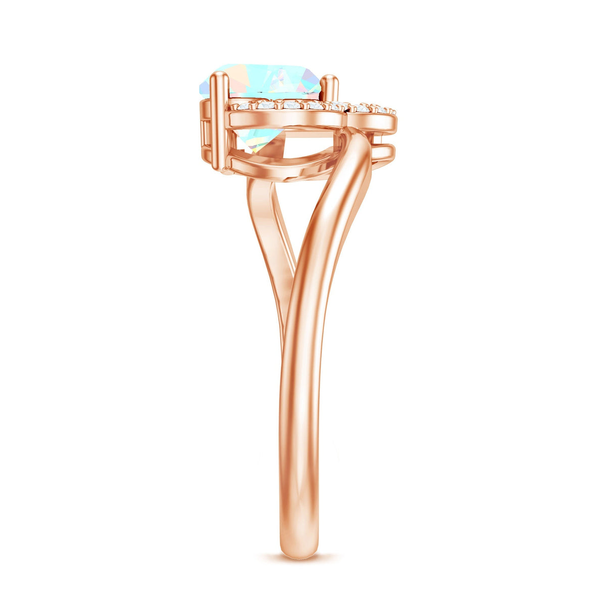0.7 Carat Ethiopian Opal Heart Promise Ring with Diamond