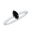 0.7 Carat Marquise Cut Black Onyx Minimal Promise Ring with Diamond