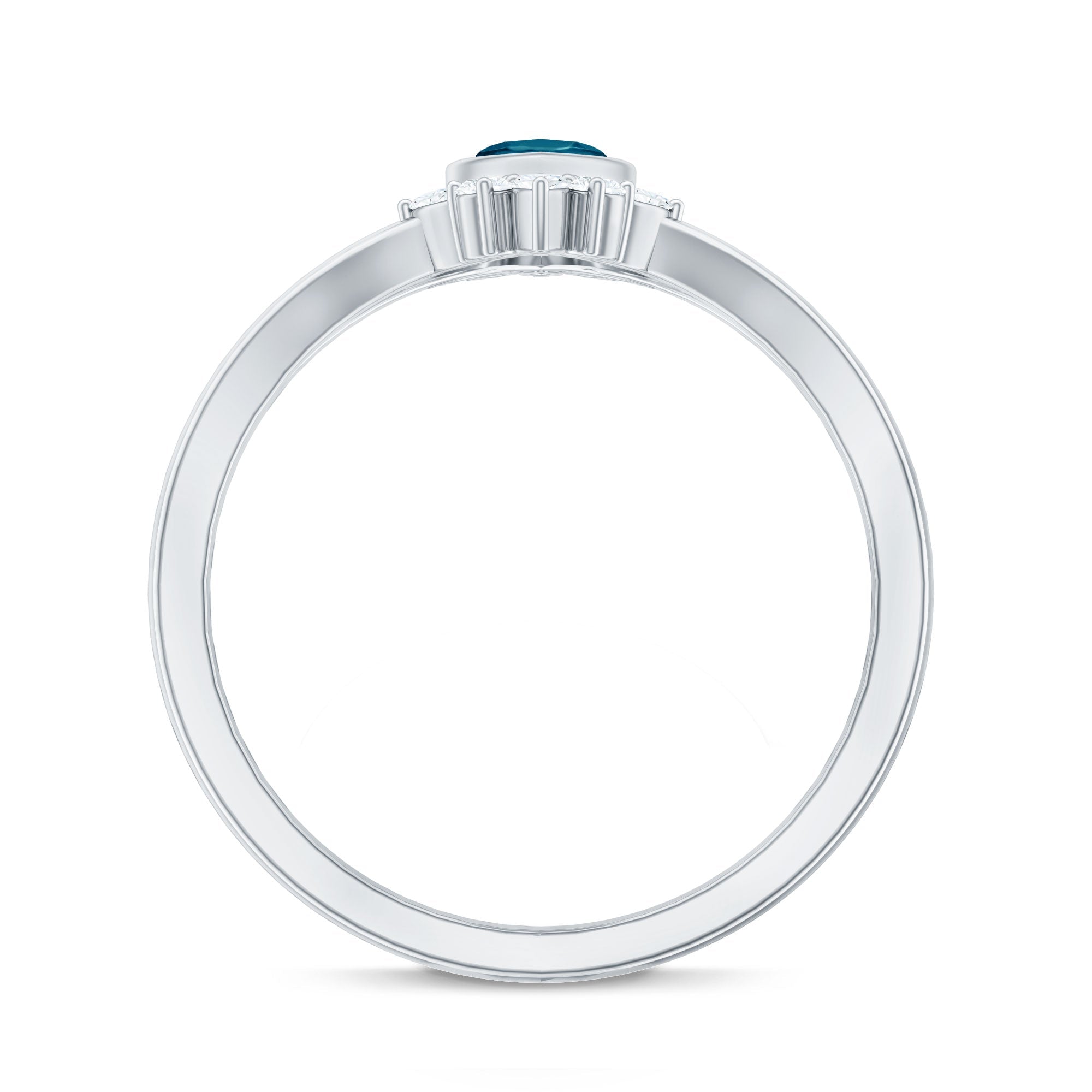 0.7 Carat Marquise Cut London Blue Topaz Cocktail Ring with Diamond