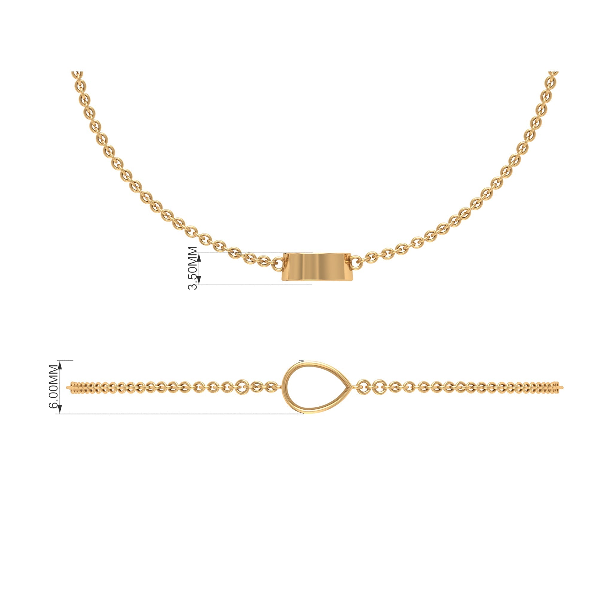 0.7 Carat Pear Cut London Blue Topaz Solitaire Chain Bracelet