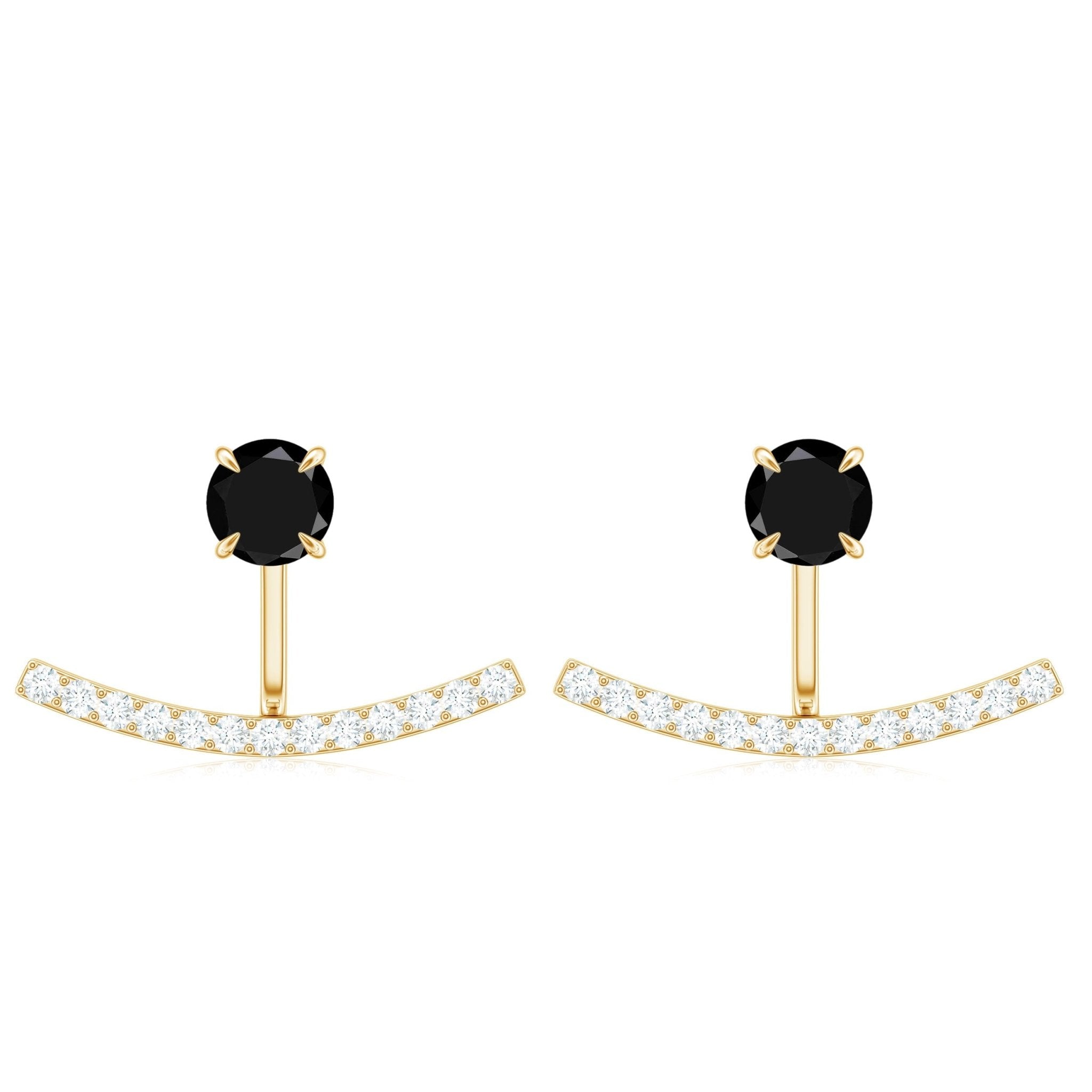 0.9 Carat Black Spinel Jacket Earrings with Diamond Stones