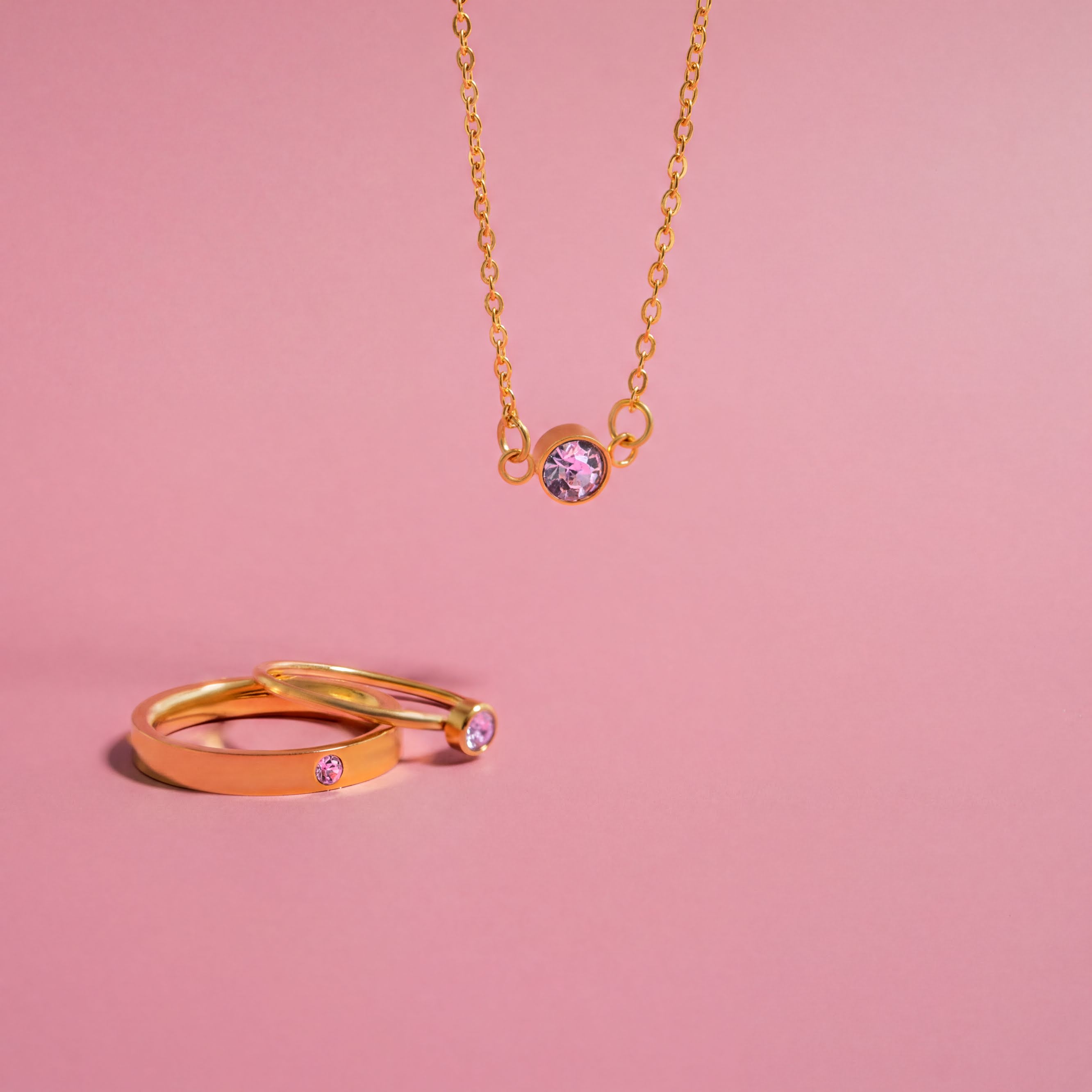 18K Gold PVD Stainless Steel Birthstone Engravable Stacking Ring