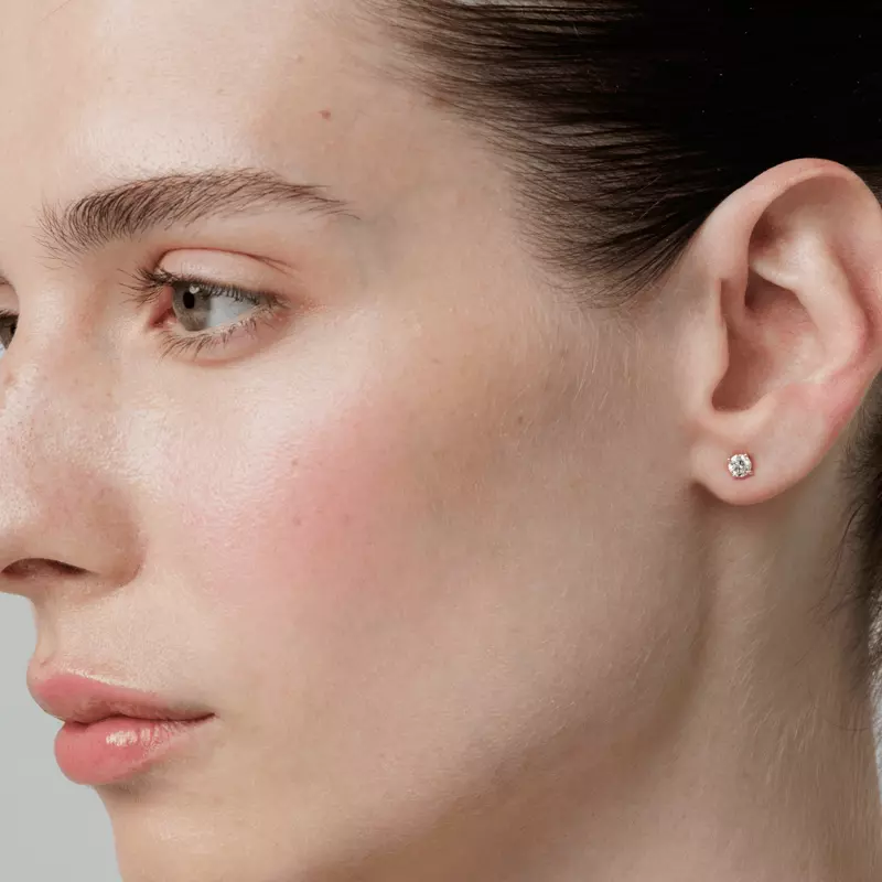 Lab Diamond Stud Earrings – Classic 14k Gold Over Sterling Silver With VS Clarity