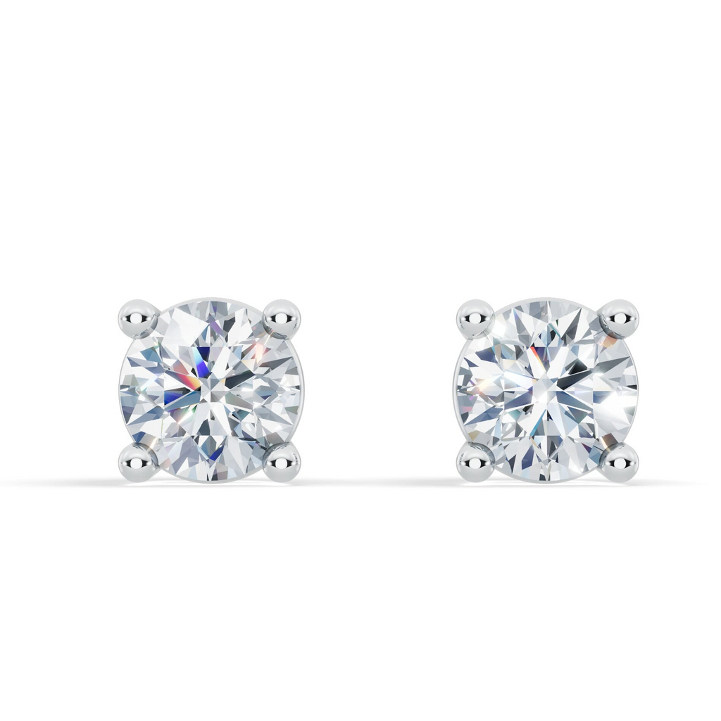 Lab Diamond Stud Earrings – Classic 14k Gold Over Sterling Silver With VS Clarity