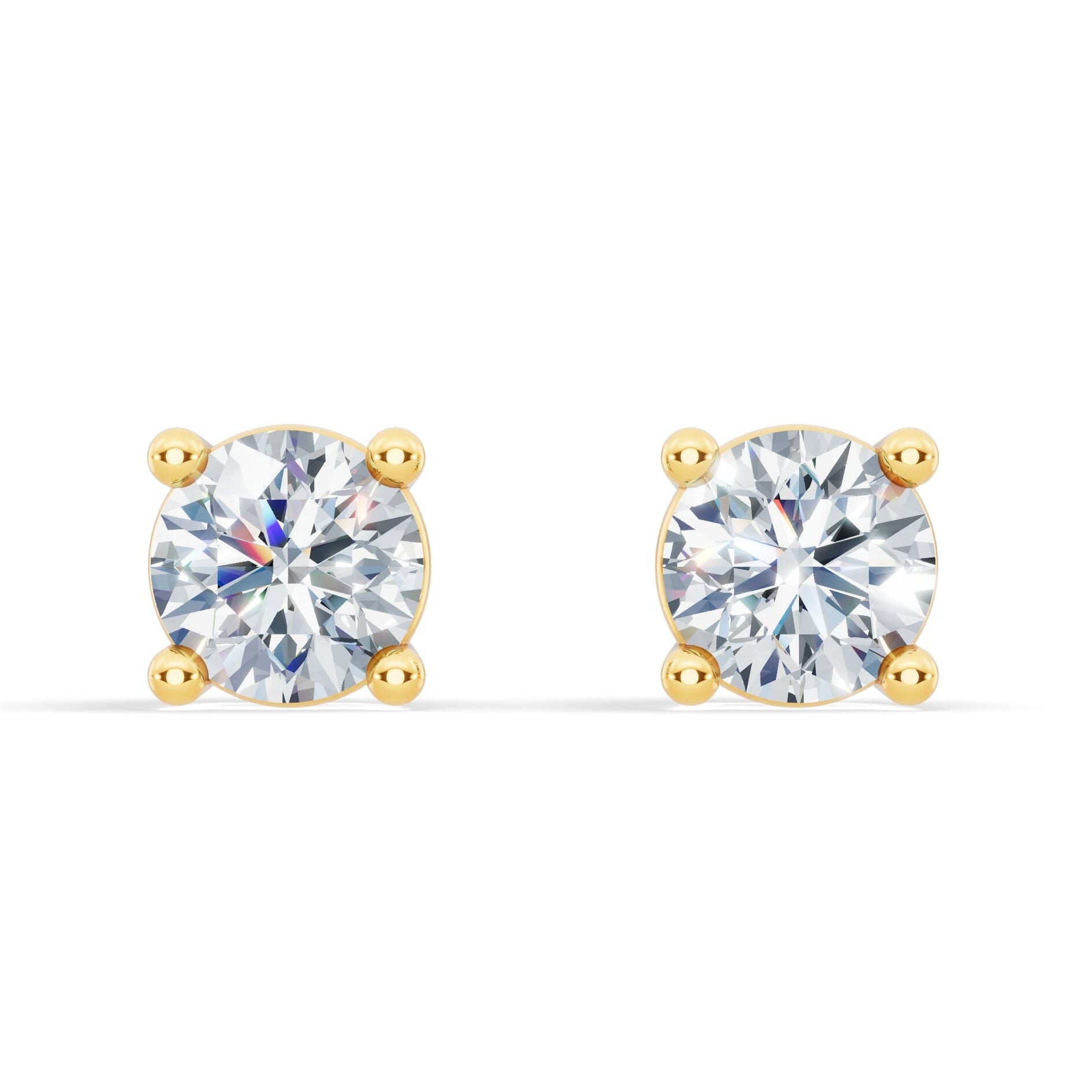 Lab Diamond Stud Earrings – Classic 14k Gold Over Sterling Silver With VS Clarity