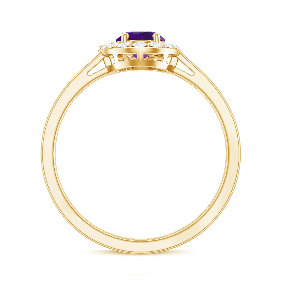 1 Carat Amethyst Designer Engagement Ring with Diamond for Women