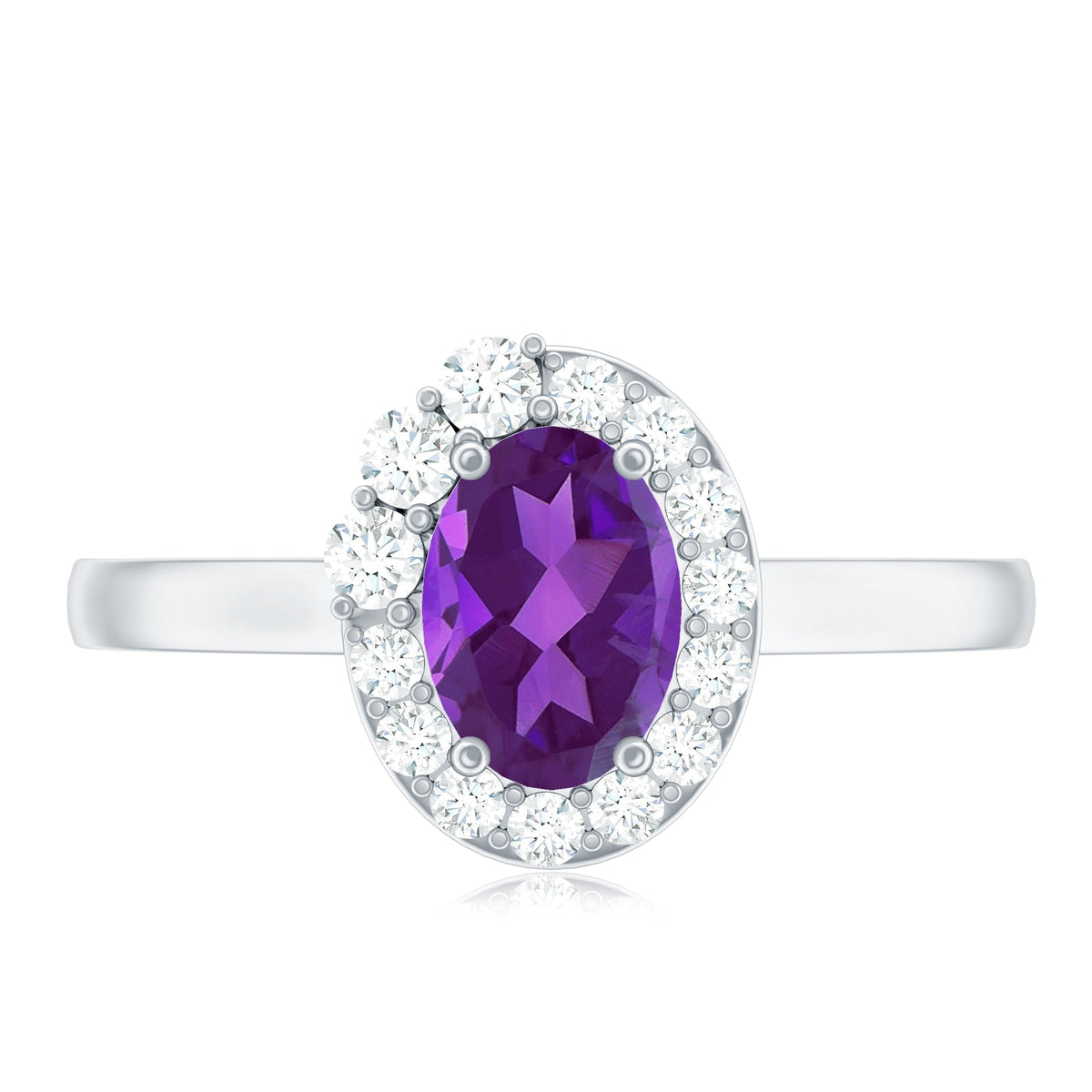 1 Carat Amethyst Designer Engagement Ring with Diamond for Women