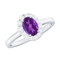 1 Carat Amethyst Designer Engagement Ring with Diamond for Women