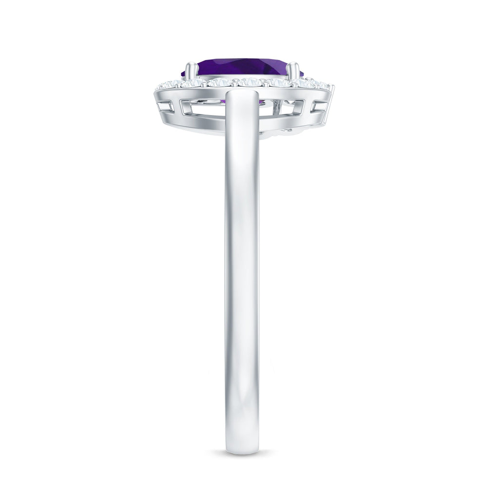 1 Carat Amethyst Designer Engagement Ring with Diamond for Women