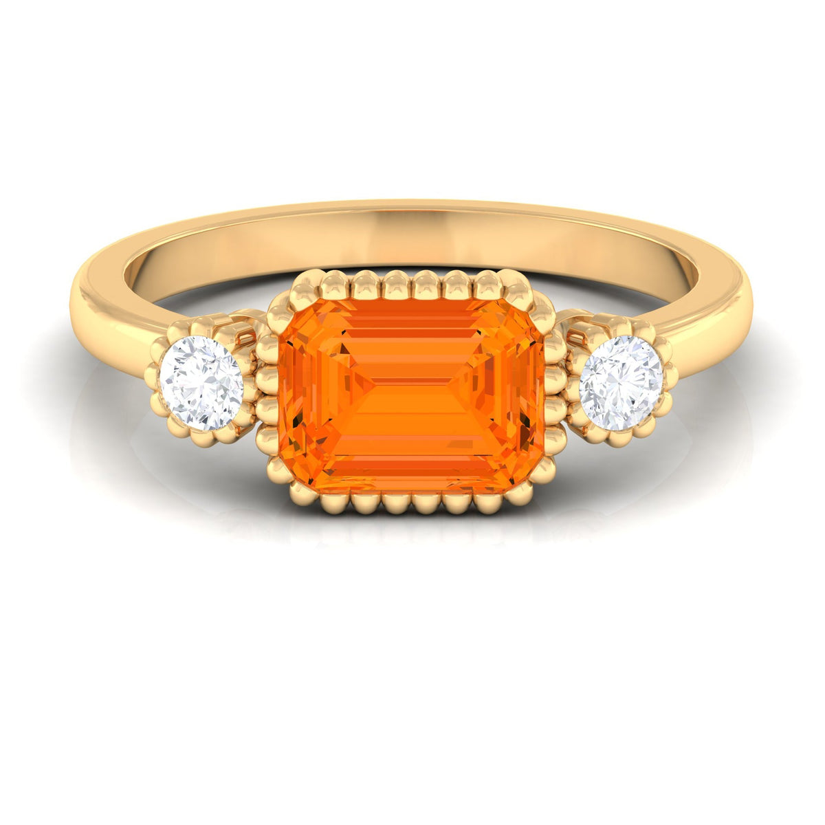1 Carat East West Fire Opal Engagement Ring with Diamond