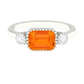 1 Carat East West Fire Opal Engagement Ring with Diamond