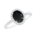 1 Carat Oval Black Onyx and Diamond Halo Engagement Ring