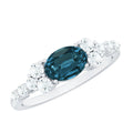 1 Carat Oval Cut London Blue Topaz Promise Ring with Diamond