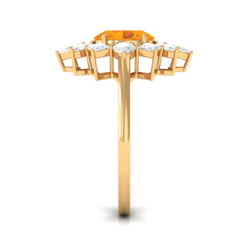1 Carat Oval Fire Opal Cocktail Engagement Ring with Moissanite