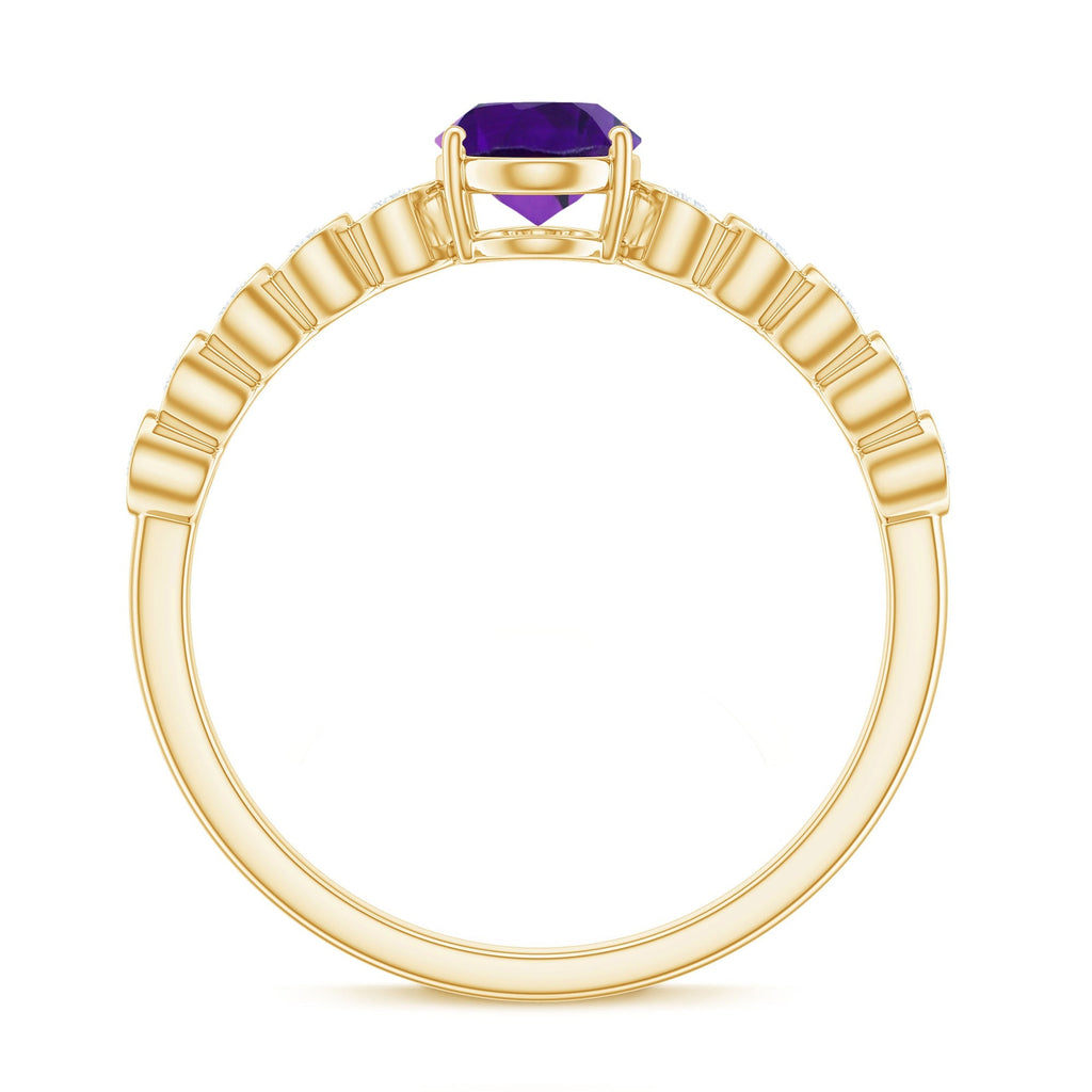 1 Carat Real Amethyst Oval Engagement Ring with Diamond