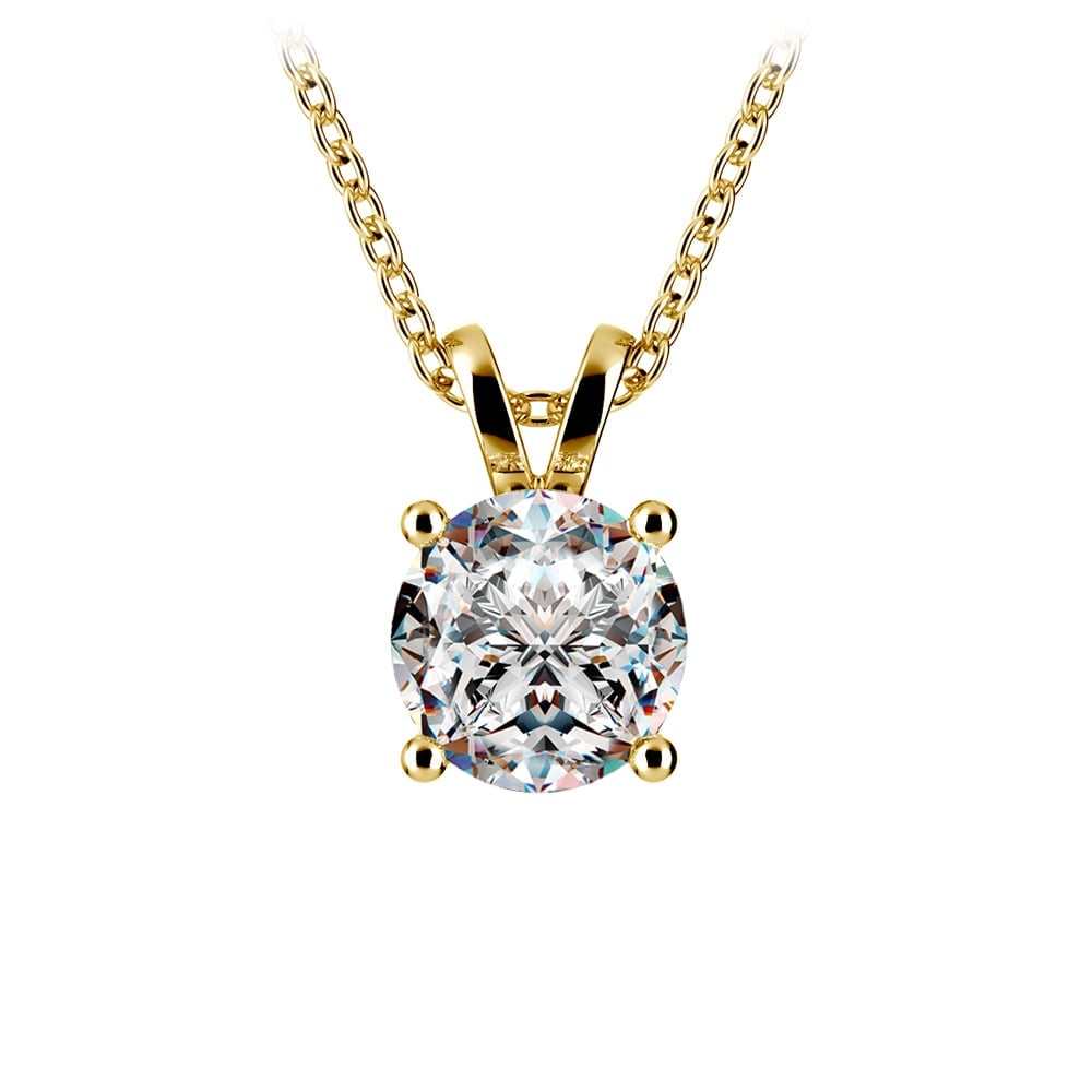 Lab Grown Diamond Pendant – 2 Carat Round Cut Solitaire Necklace in 14K Gold