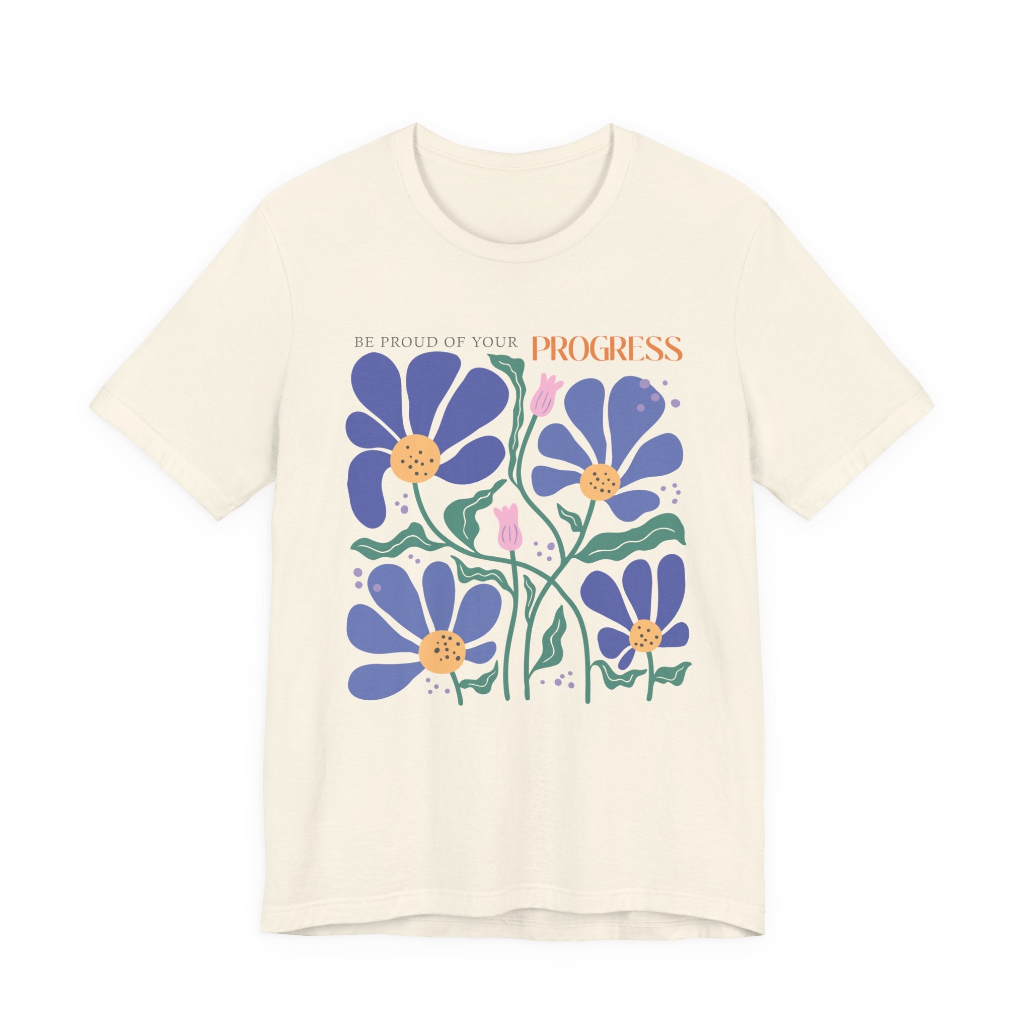 Empowering Floral Tee – Motivational Graphic Shirt with Pastel Flowers for Growth