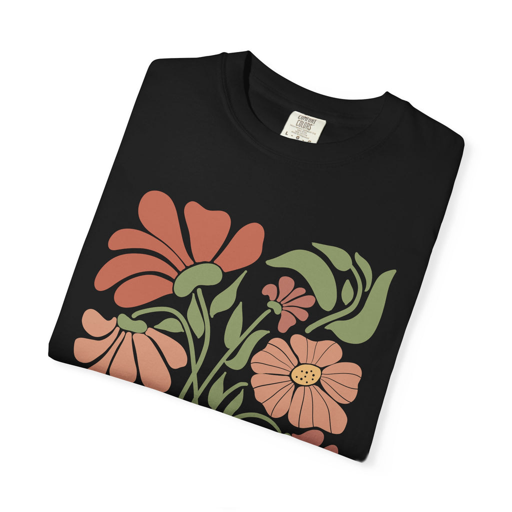 Retro Floral Tee – Stay Wild Shirt | Boho T Shirt, Soft Cotton Tee, Earth Tone T-Shirt