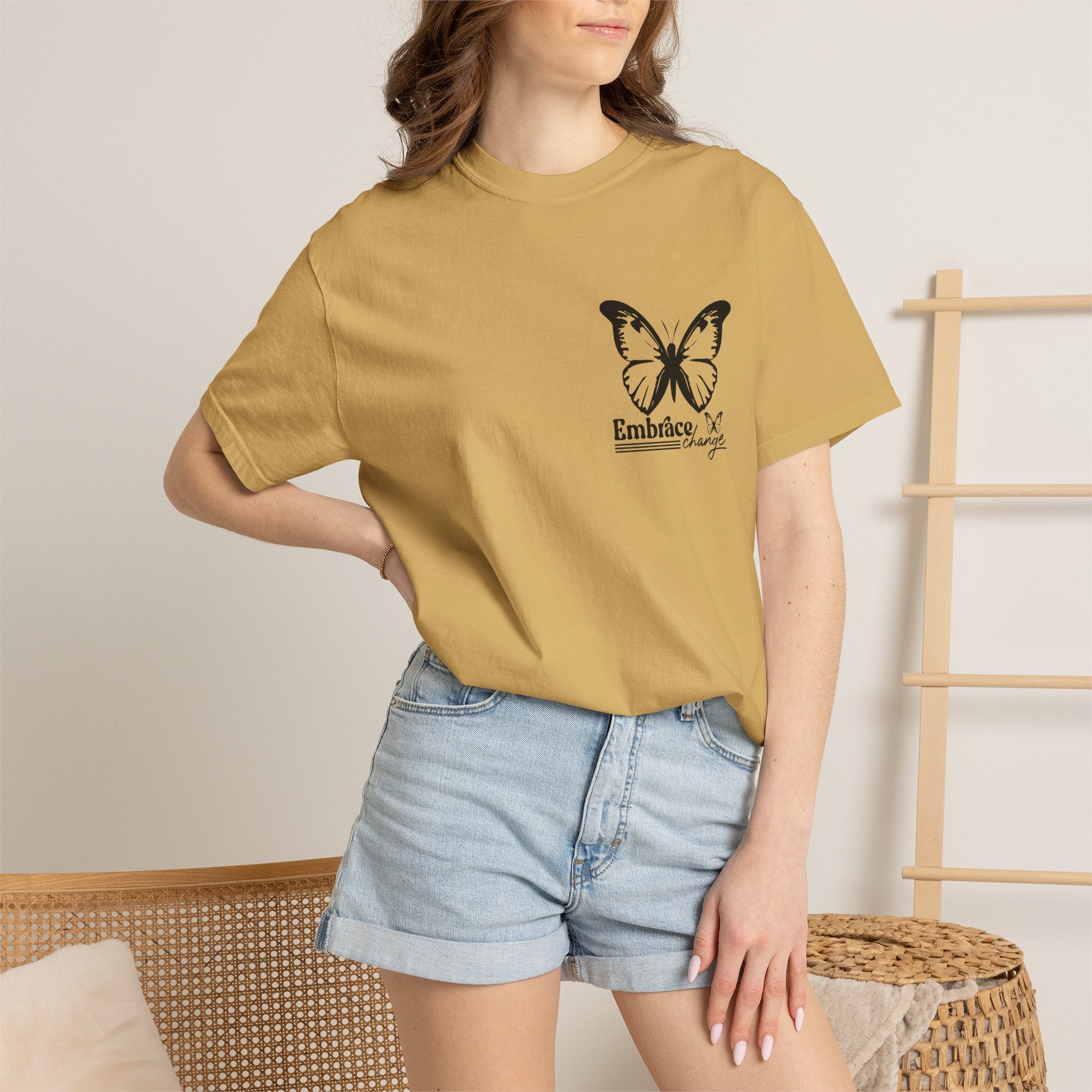 Inspirational Graphic T-Shirt – Minimalist Butterfly Tee | Boho Cat Shirt, Soft Cotton