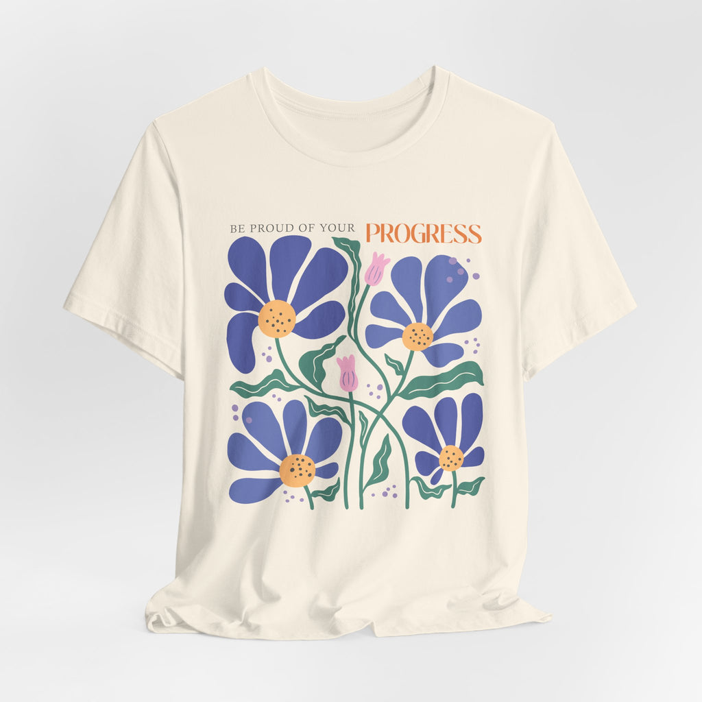 Empowering Floral Tee – Motivational Graphic Shirt with Pastel Flowers for Growth