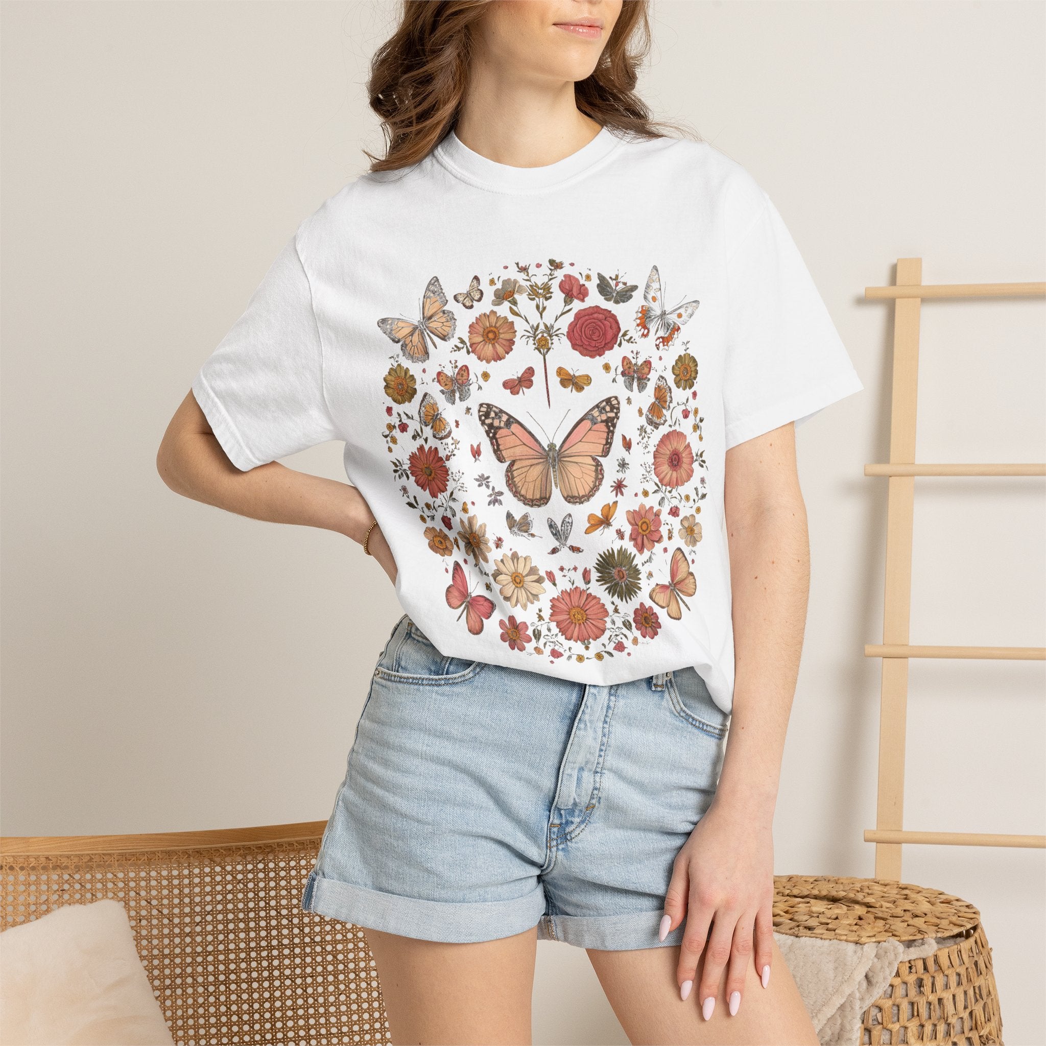 Vintage Butterfly Tee - Unisex Cotton T-Shirt | Soft Garment Dyed Shirt