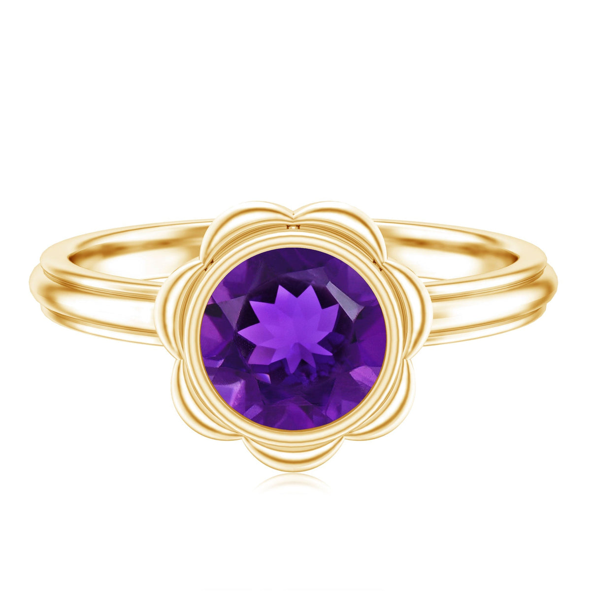 1.2 Carat Amethyst Engagement Ring in Bezel Setting