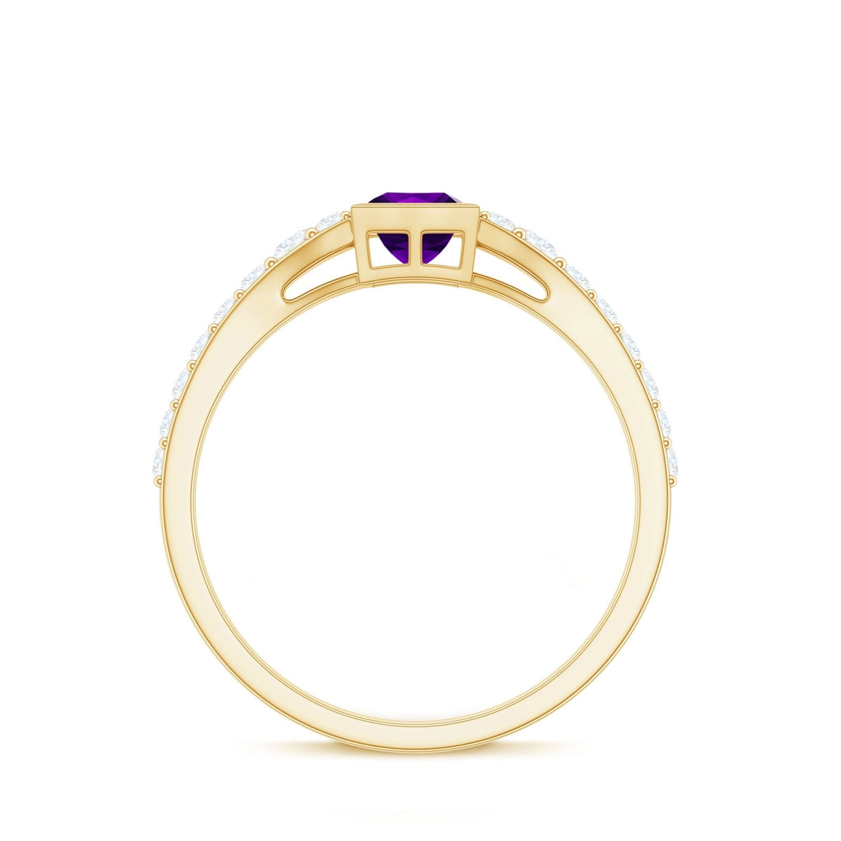 1.2 Carat Bezel Set Amethyst Solitaire Promise Ring with Diamond