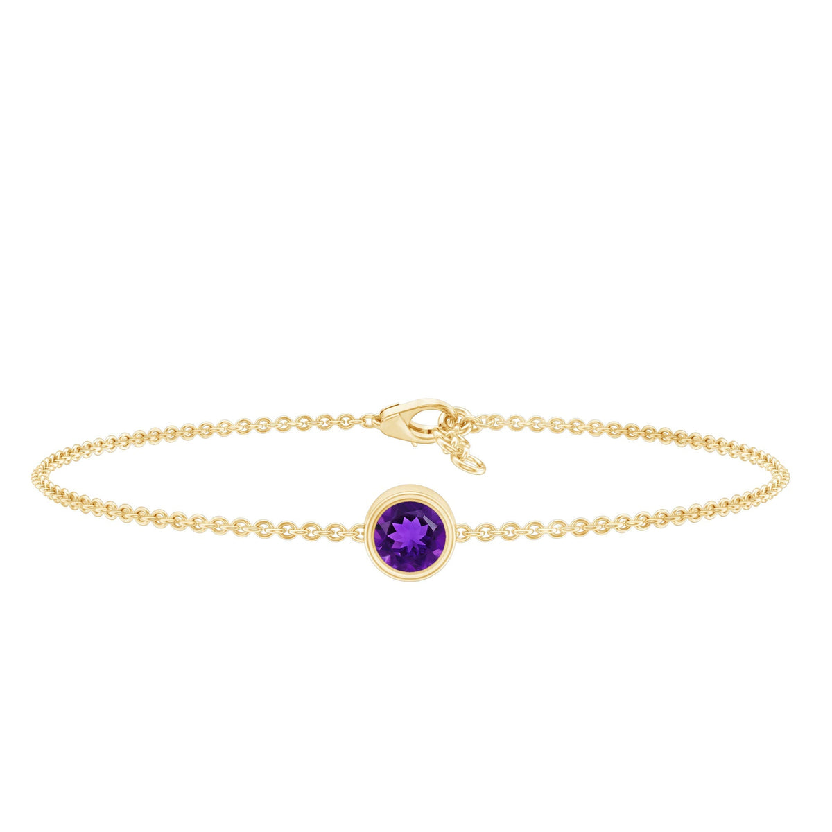 1.2 Carat Genuine Amethyst Solitaire Chain Bracelet in Bezel Set