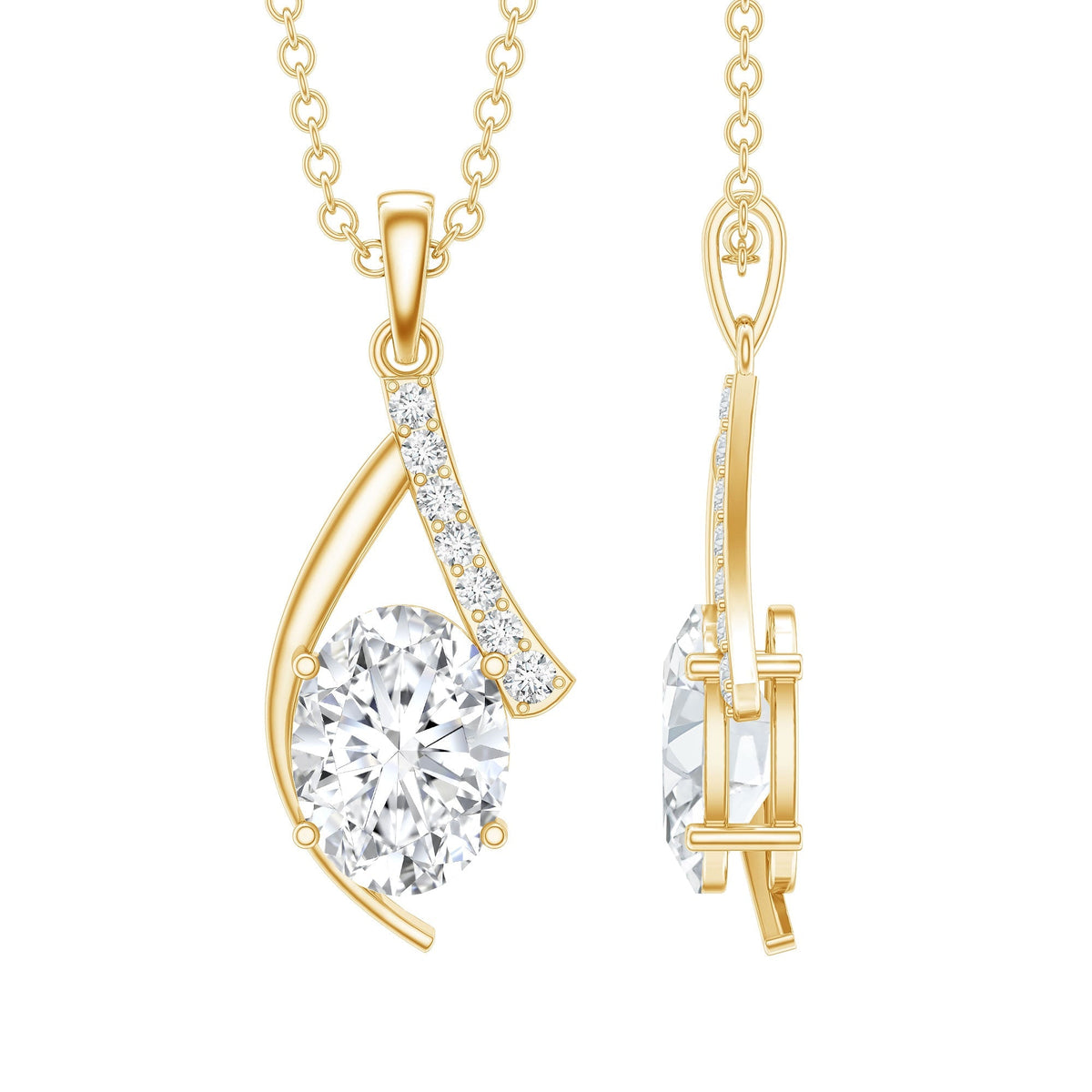 1.2 Carat Oval Lab Grown Diamond Solitaire Necklace