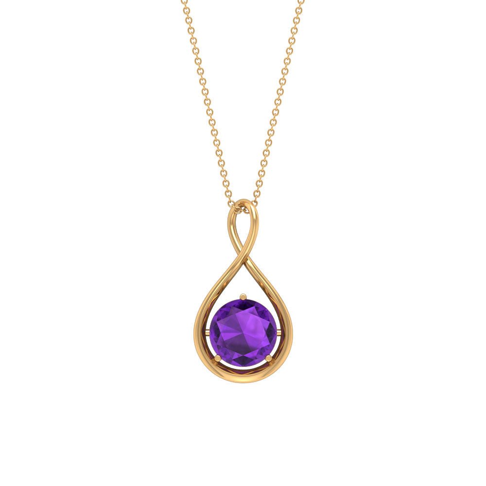 1.2 CT Real Amethyst Infinity Pendant Necklace