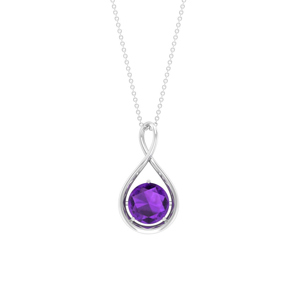 1.2 CT Real Amethyst Infinity Pendant Necklace