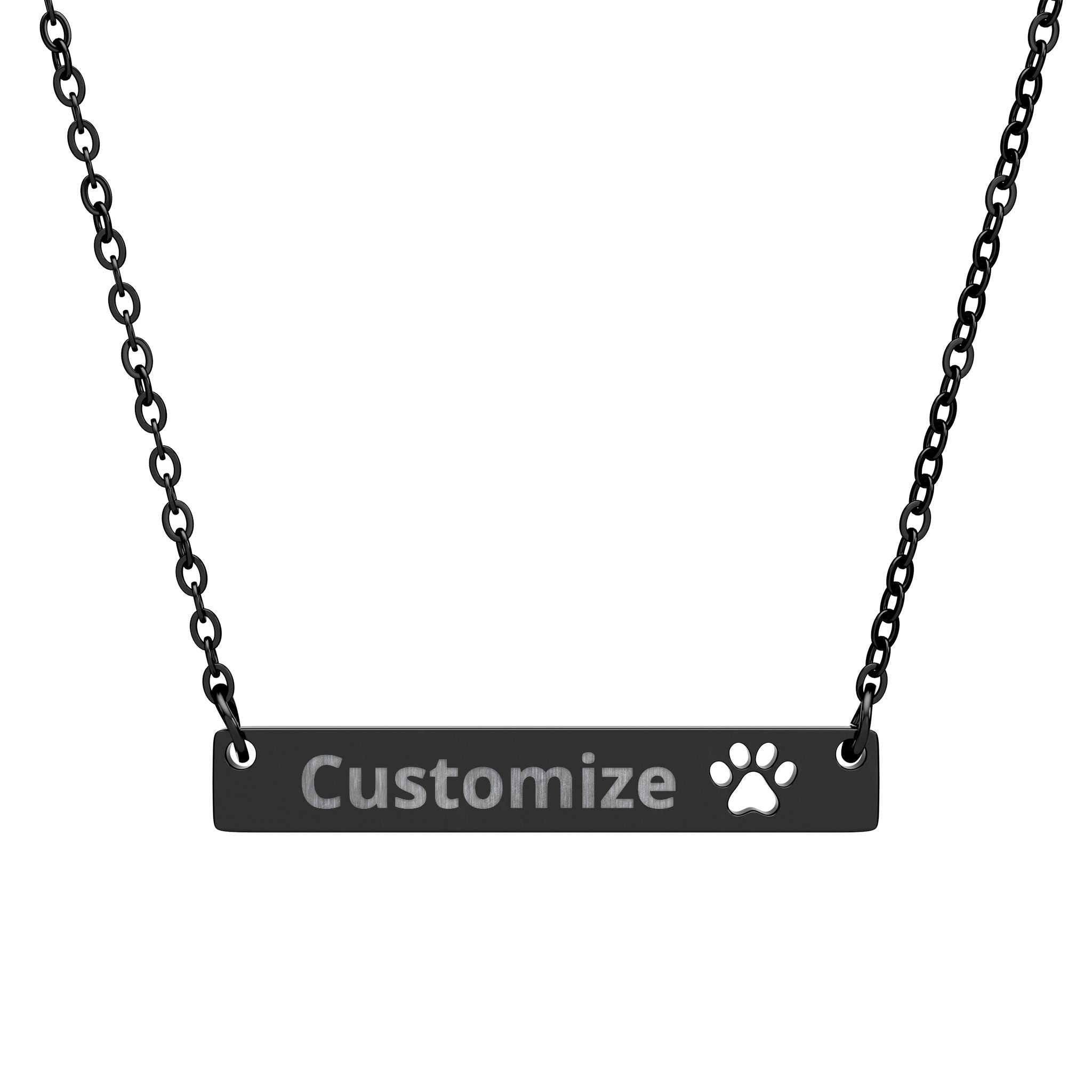 Engraved Paw Necklace - Custom Pet Pendant | Stainless Steel Bar Jewelry
