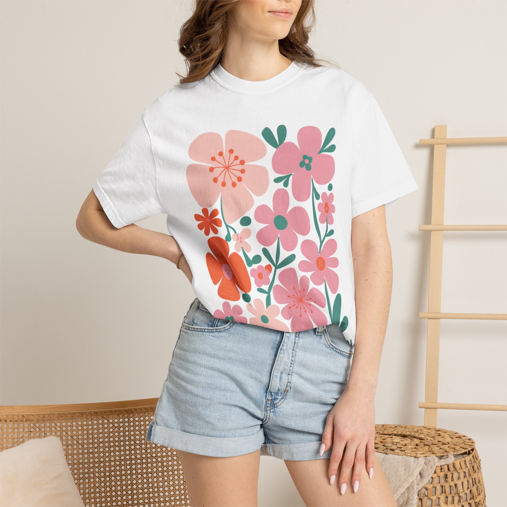 Floral Love T-Shirt – Unisex Garment-Dyed Tee With Vibrant Flower Design & Relaxed Fit