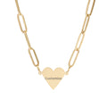 Engraved Heart Necklace – Personalized Gold Heart Pendant | Paperclip Chain Jewelry
