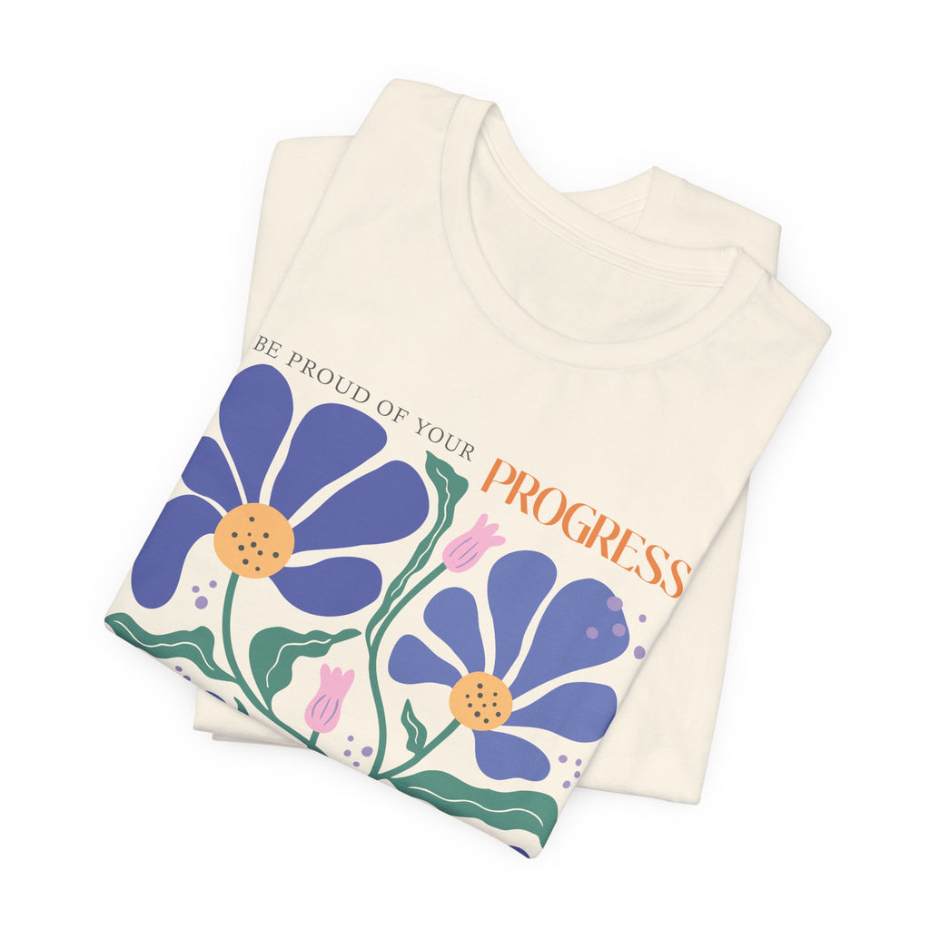 Empowering Floral Tee – Motivational Graphic Shirt with Pastel Flowers for Growth