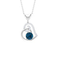 1.3 Carat London Blue Topaz and Diamond Heart Drop Pendant