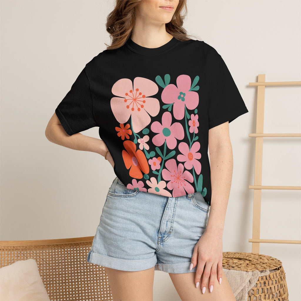 Floral Love T-Shirt – Unisex Garment-Dyed Tee With Vibrant Flower Design & Relaxed Fit