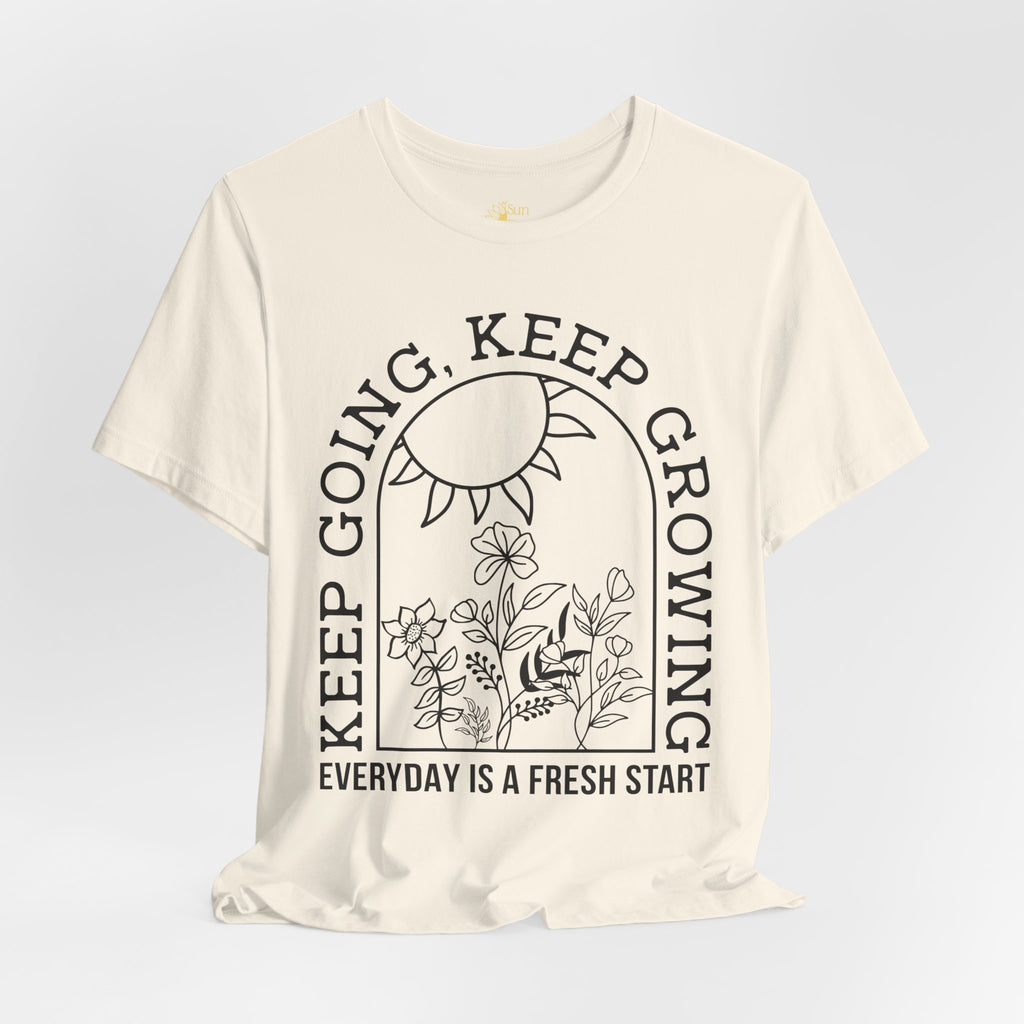 Positive Graphic Tee – Keep Growing Shirt With Floral Design | Soft Cotton T-Shirt